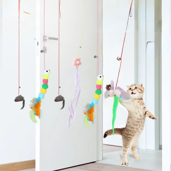 חתול צעצוע נדנדה דביק דיסק גמיש תלוי הדלת מתגרה חתול החבל החבל הארוך מתגרה חתול חתול צעצוע חתול אביזרים חתול המחמד צעצוע